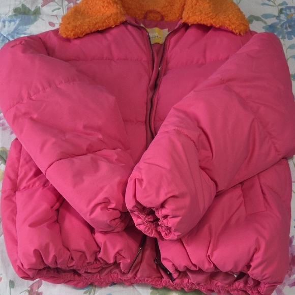 Urban Outfitters Pink Puffer with Orange Collar, Size S - Picture 5 of 7